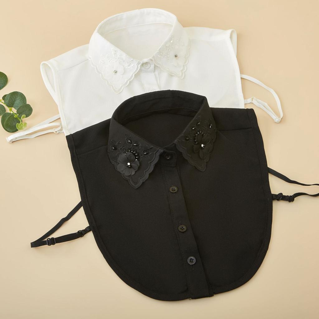 Perfect Match Luxury Floral Shirt Detachable Collar For Womens Double Lapel Neckwear Decorative Fake Collar Women'S Clothing Accessories