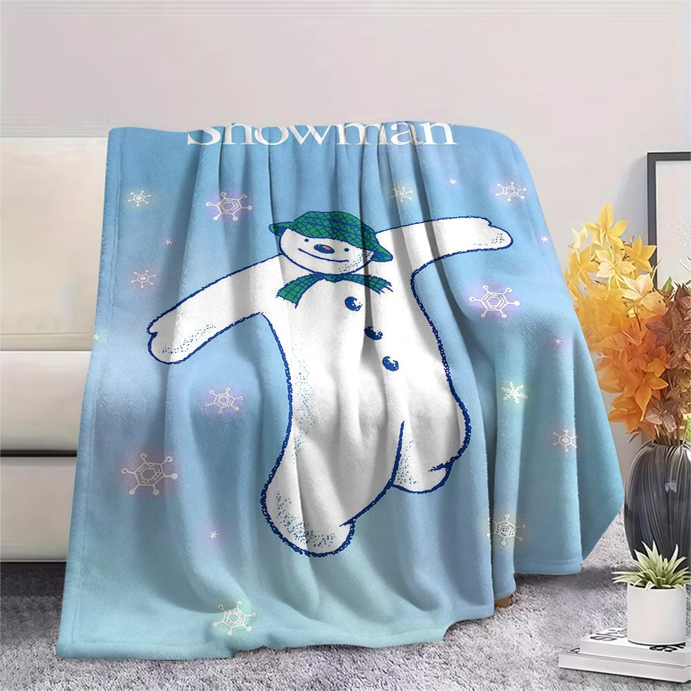 1PC The Snowman Print Flannel Blanket, High quality All Seasons, Home Decor, Warmth and Comfort, Perfect for Christmas Gifts