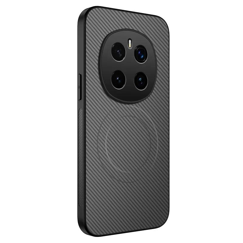 Magnetic Silicone Case For Honor Magic 7 Pro 7 Lite Wireless Charging Carbon Fiber PU Leather Anti-Drop Soft Cover Phone Cases