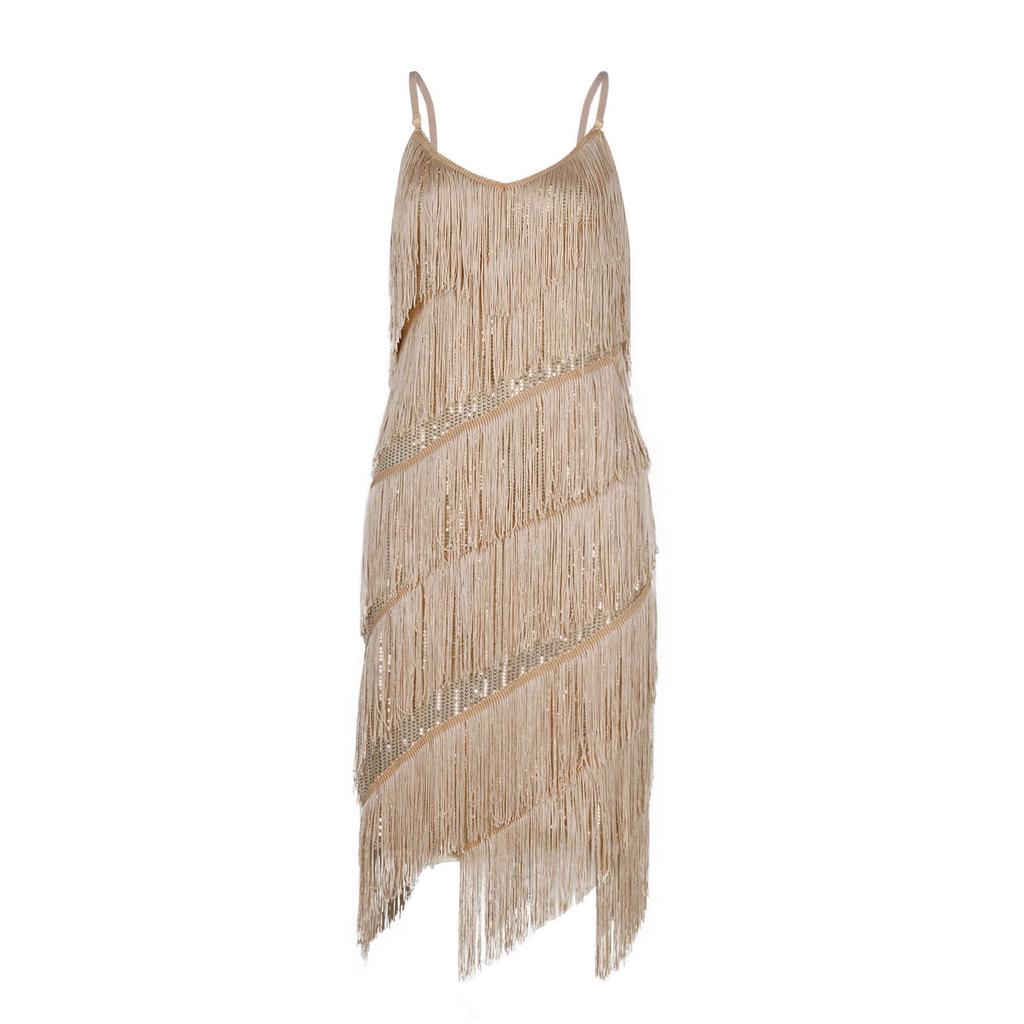 Женское однотонное платье без рукавов с кисточками и кисточками