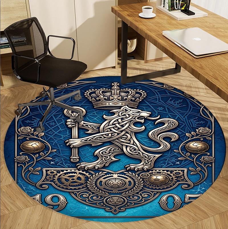 Chelsea Football Club Pattern Round Rug, Indoor/Outdoor Mat, for Picnic, Gameroom, Bedroom, Office, Living Room, Home Decor Carpet, Birthday Gift