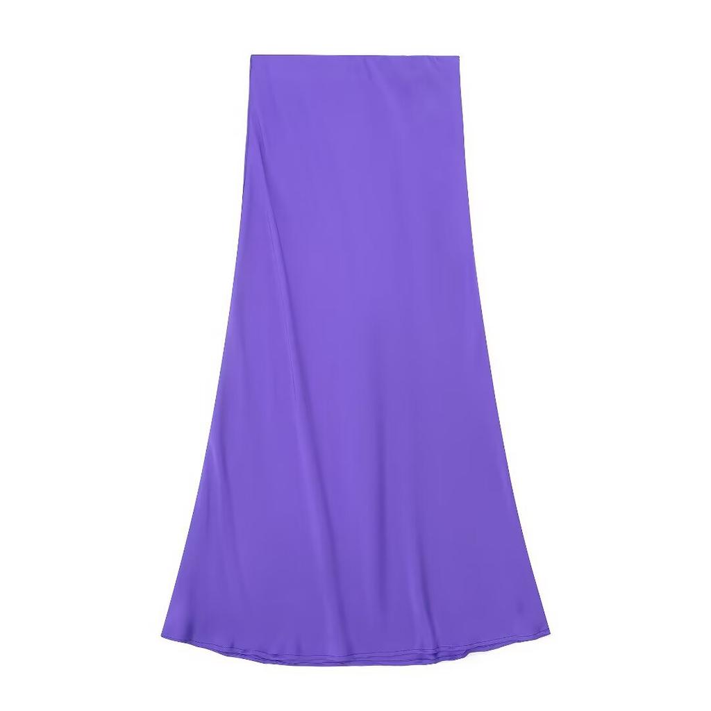 European and American style, new women's clothing, fashionable, casual silk satin texture Midi skirt 5427/453