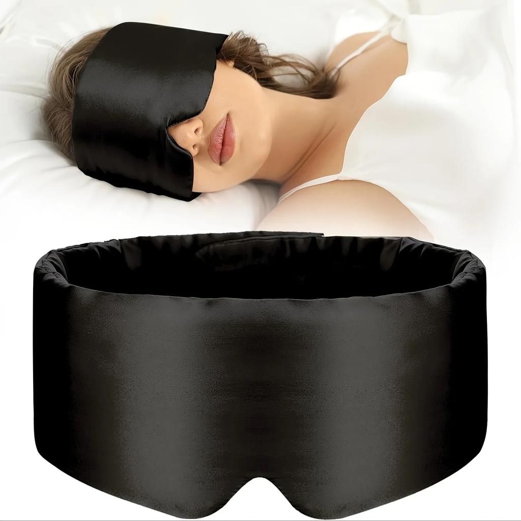 Silk Sleep Mask for Full Eye Coverage-Adjustable, Breathable & Skin-Friendly, Light-Blocking for Restful Sleep, Sleep Eye Mask