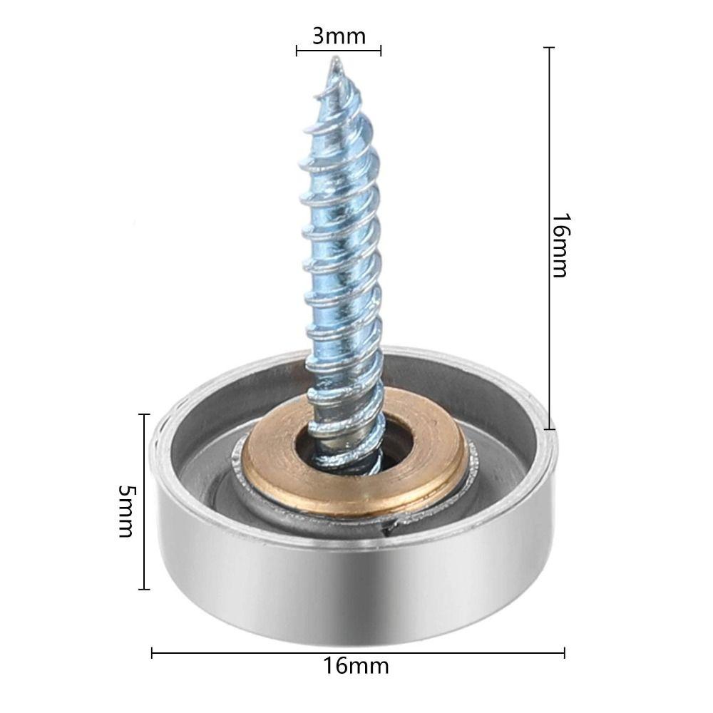 20 шт. серебряных колпачков для винтов из нержавеющей стали 0,63"/16 мм для зеркальных винтов, журнальных столиков