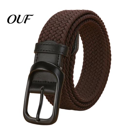 Comfortable Fabric Belt Elastic Woven for Women, No Punching Adjustable Waist with Retro Metal Pin Buckle, Casual Stretchy Jeans And Dresses