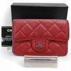 Auth Matelasse Coco Coin Case Wallet Red Ch5533ce Used