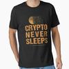 Футболка мужская из 100% хлопка с логотипом Биткоина Crypto Never Sleeps Vintage Crypto Cryptocurrency большого размера S-6XL