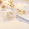 Micro-inlaid Zircon Needle Earrings Temperament for Women's Pearl Letter Earrings