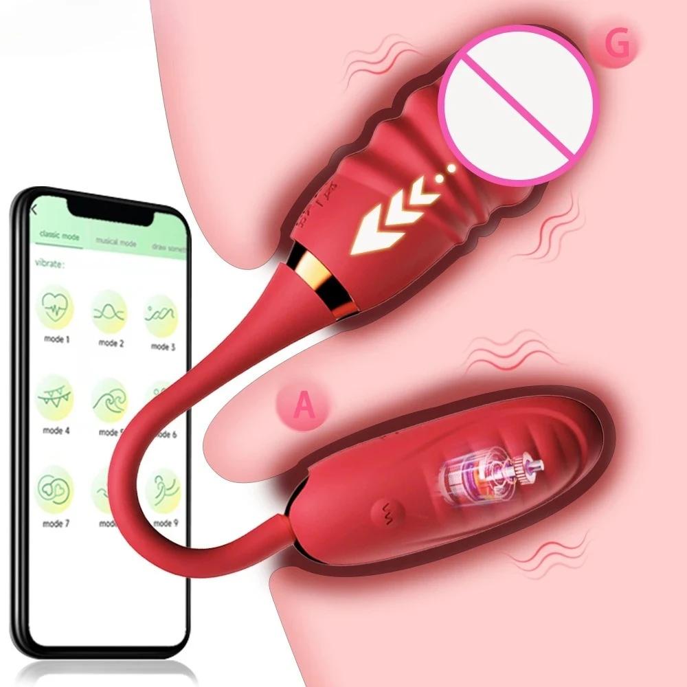 Двухголовый вибратор для точки G для женщин APP Телескопический дилдо Стимулятор клитора Массажер для вагины Любовное яйцо Трусики Игрушки для взрослых