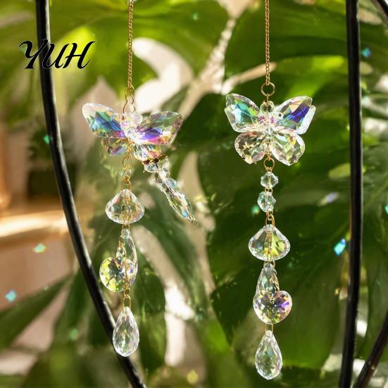 Sparkling Window Suncatcher Pendants Butterfly & Dragonfly Crystal Suncatcher, Colorful Rainbow Maker Prism Hanging Glamorous Crystals for Indoor