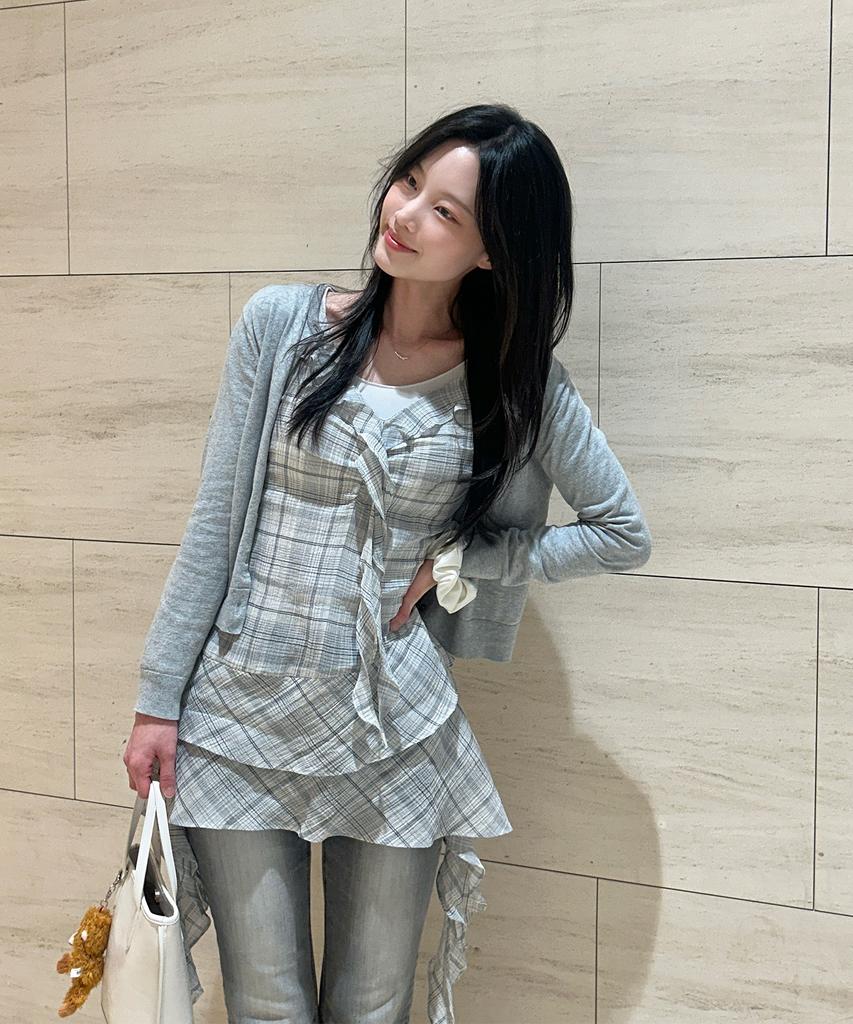 MIXXO Прозрачное клетчатое многослойное платье_Miwowg501G