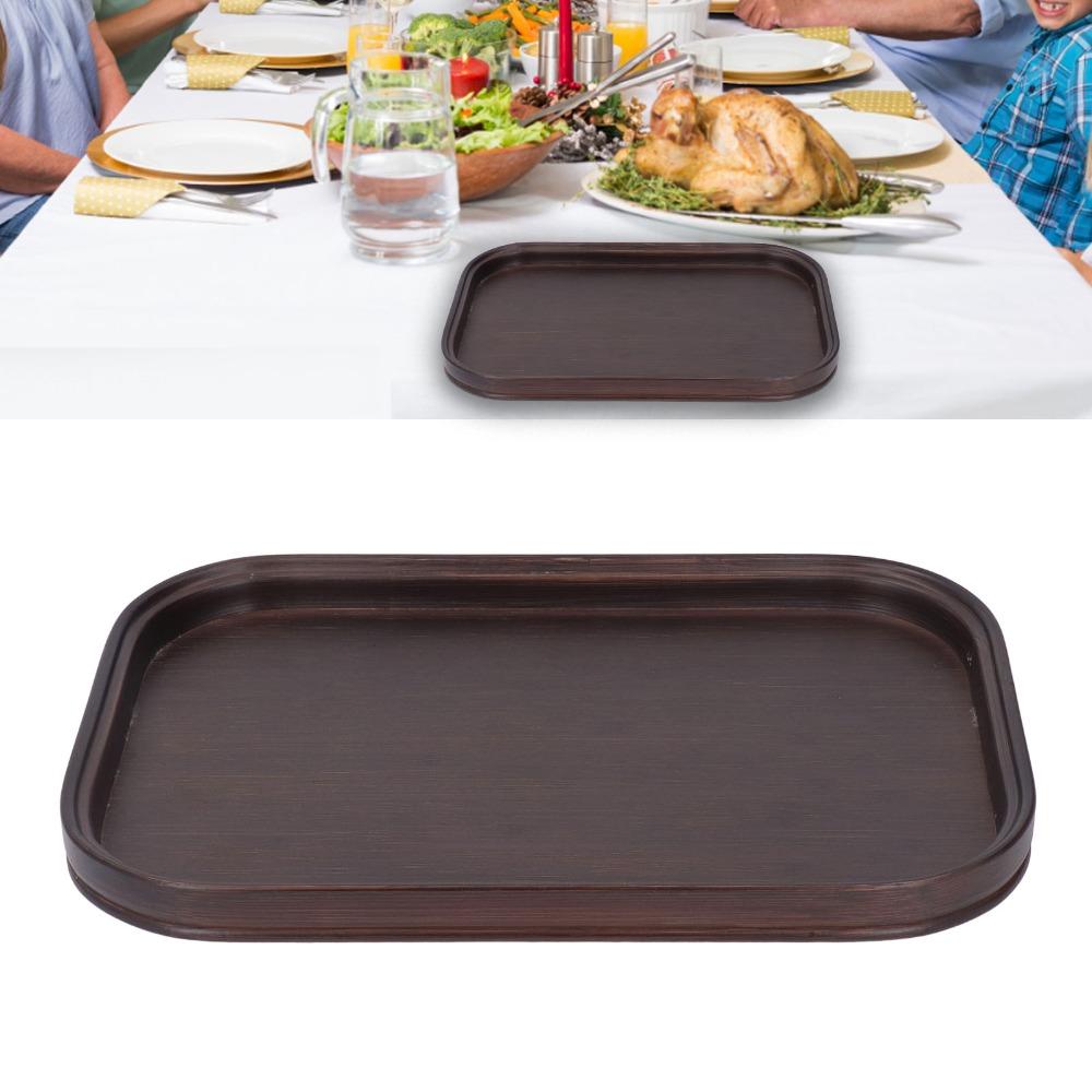 Walnut Finish Bamboo Serving Tray 13.4 X 9.1 X 1in Fruit Tray Multi Purpose Centerpiece For Home