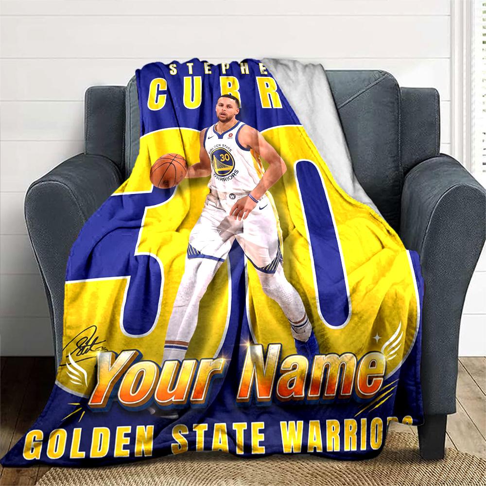 1pc Personalized Name Golden State Warriors Blanket, Gift, for Men and Women, Soft Blanket, Good for Sofa Bed Couch Travel, Lightweight Flannel Blanke