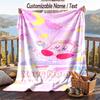 Kirby Flannel Blanket, Personalized Custom Name Text, Soft Warm Plush Throw Blanket For Gift