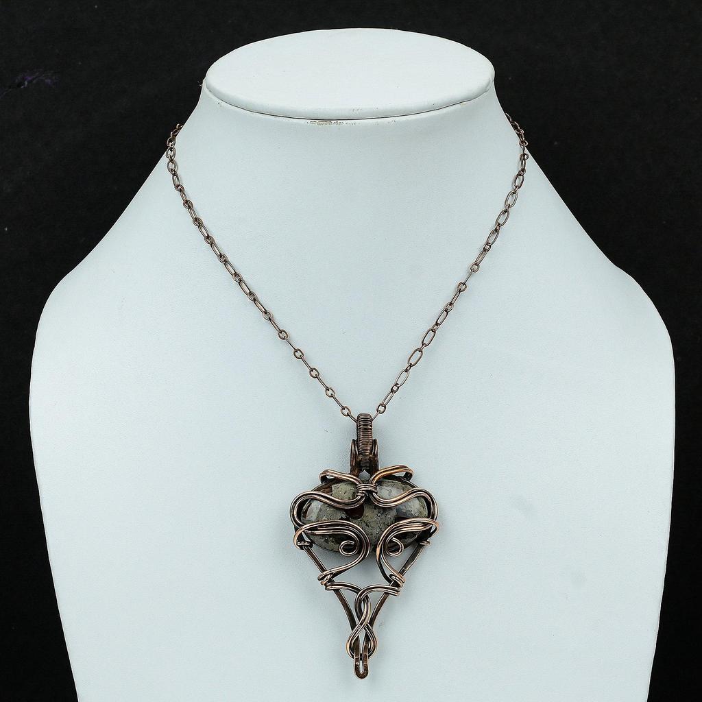 Кулон Rock Calci Кулон из медной проволоки Кулон ручной работы Замечательные медные украшения Изысканный кулон из драгоценных камней Rock Calci Ювелирные изделия для подарка