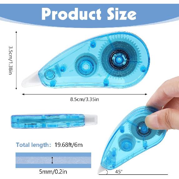 BESARME 12 Pack Correction Tape - Colorful 19.69 Ft Each Correction Tape Roller for Students & Office Supplies