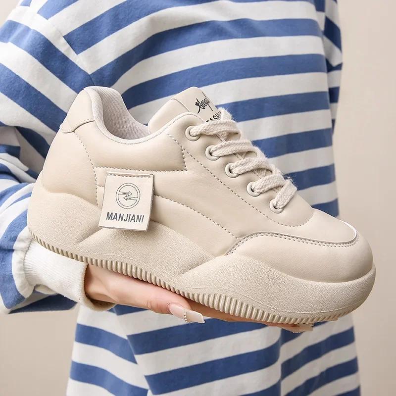 Модная SYTK Женская универсальная обувь на толстой подошве «хлебцы» Весенне-осенняя повседневная трендовая студенческая обувь Скейтборд Весна 2024 Новый стиль