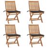 VidaXL Set of 4 Folding Garden Chairs with Cushions, Patio Seats, Dining Chairs, Patio Furniture 3072815