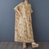 Women's Vintage Long Dress with Cotton and Linen Patterns