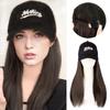 Синтетическая длинная прямая бейсболка, наращивание парика, регулируемая шляпа, парик для женщин