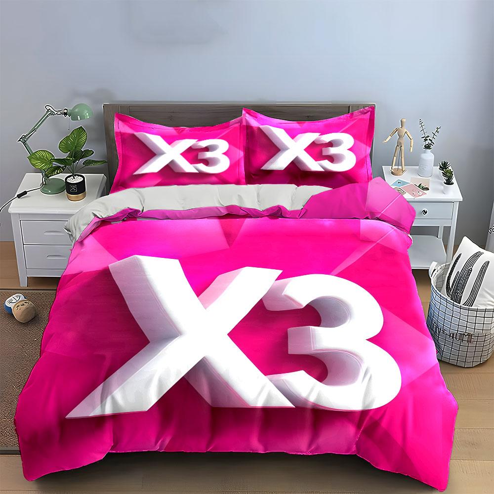 Bold "X3" text pattern. Bedding sets Duvet cover sets Duvet covers Pillowcases(1*Duvet Cover 2*Pillowcases without duvet insert)