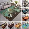 Halloween Skeleton Graveyard Humor Print Area Rug, Gothic Fun Decorative Floor Mat for Living Room Bedroom Home Decor