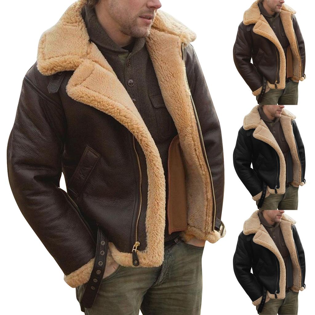 Men's Solid Color Zipper Button Pocket Work Jacket Men's Casual Long Coat