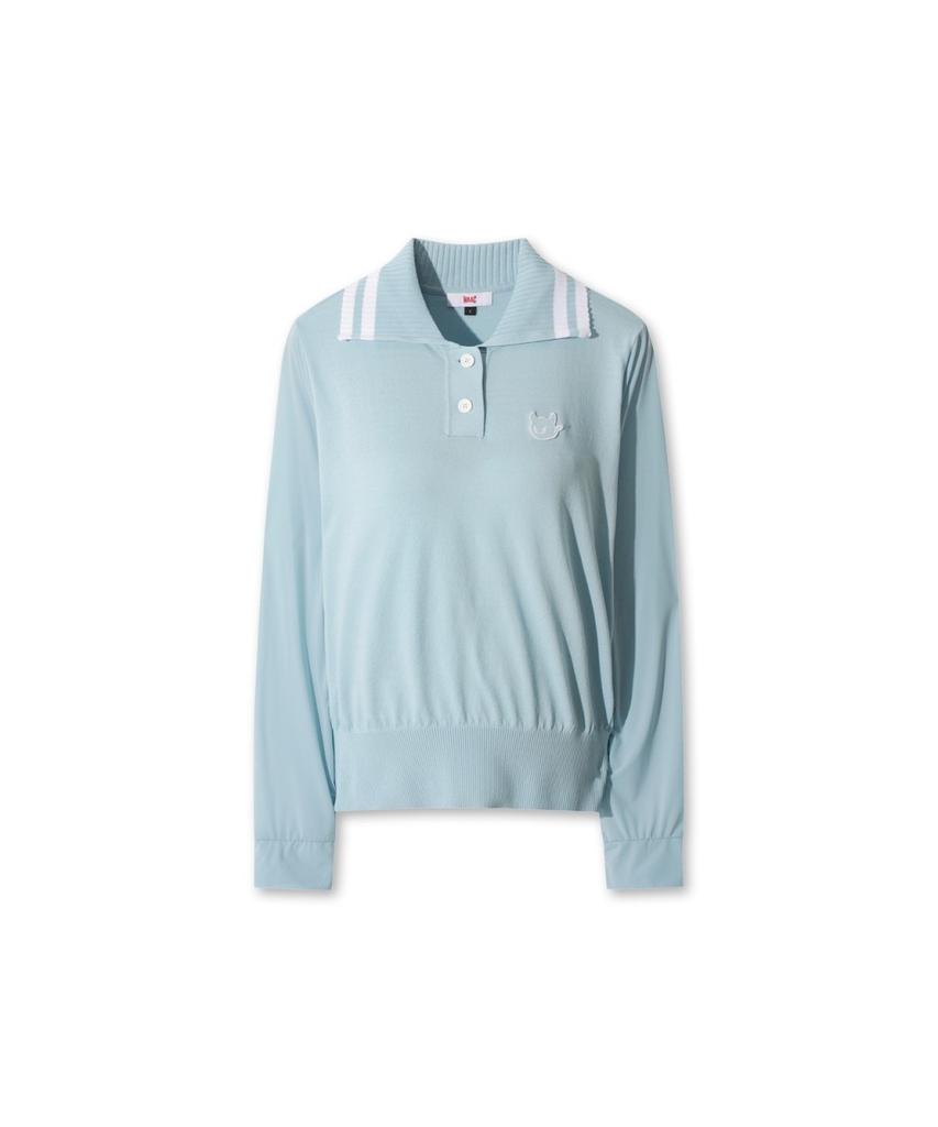 WAAC Women Big Collar Knit Hybrid Polo Wwtbm26301Bul
