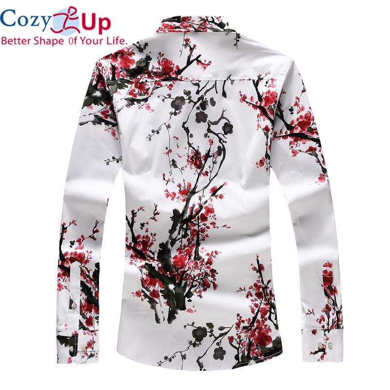 Cozy Up Мужская рубашка с цветочным принтом больших размеров с длинным рукавом