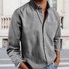 Spring Fall Men Shirt with Chest Pocket Turn-down Collar Button-down Top Long Sleeve Solid Color Loose Cardigan Casual Daily Shirt