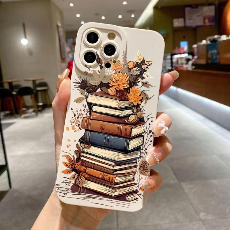 Креативный Красивый Чехол для Телефона с Рисунком Книги Для iPhone 11 12 13 14 15 16 17 Air Pro Max 16E 7 8 Plus X XR XS SE2 Ударопрочный Чехол