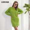Twist Long Sleeve Sweater Dress Women's Loose Knit Dresses Autumn and Winter Casual Sweater