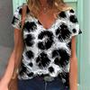 Ladies V-neck Short Sleeved Sexy Leopard Print Trend Summer Loose Short Sleeved Shirt
