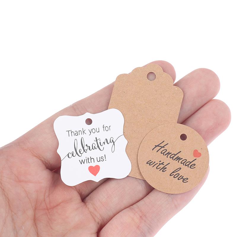 100Pcs/Lot Blank With String 20M Kraft Paper String Price Tags Gift Cards