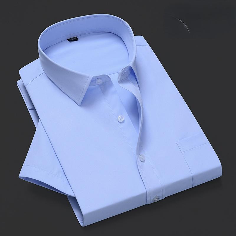 Летняя рубашка с коротким рукавом S~8xl Мужская в полоску Квадратный воротник Не требует глажки Обычный крой Антискладки Карман Мужская Социальная рубашка
