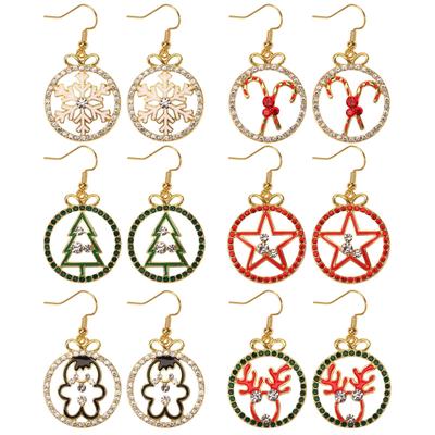 Серьги для рождественской вечеринки с оленем, деревом, снеговиком, звездой и леденцом