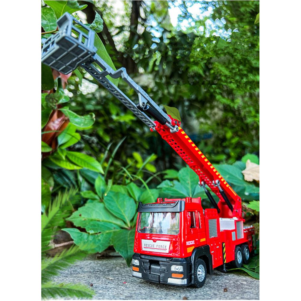 1/50 модель пожарно-спасательного автомобиля из сплава, имитация звуковой и световой лестницы, пожарно-спасательная машина, игрушка, оригинальная упаковка, подарок