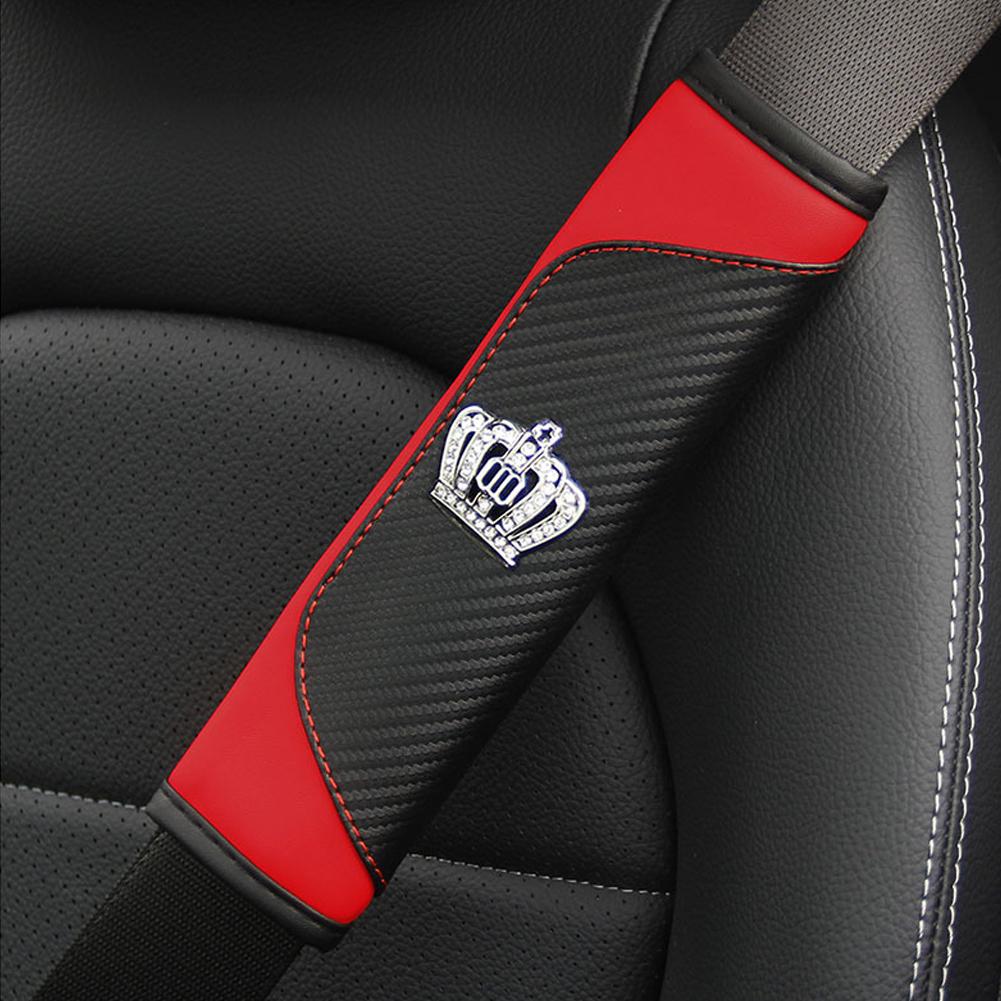 Чехол на ремень безопасности автомобиля из углеродного волокна Crystal Crown, накладка на ремень безопасности, аксессуары для салона автомобиля