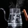 Household Heat-resistant Glass Coffee Hand Brewing Pot Coffee Pot Set of Fine Spout Pot 600ML Glass Coffee Pot Household Lug Pot