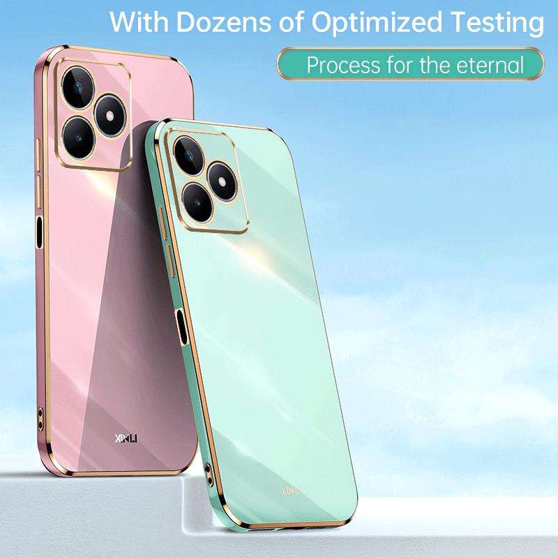 For Realme C53 Case Realme C51 Luxury Square Plating Realme N53 Note 50 Phone Case ShockProof Silicone Back Cover Fundas