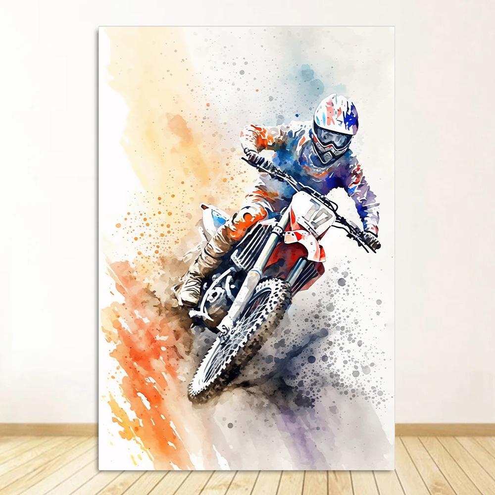 Акварельные постеры с мотоциклами для мотокросса, принты, холст, живопись, мотоцикл, мотоцикл, настенная картина для комнаты, домашний декор, подарок байкеру