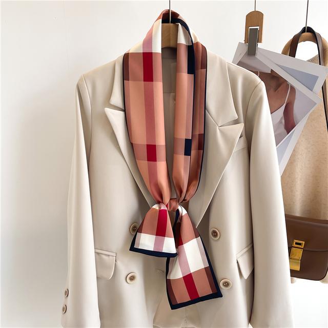 Silk Ribbon Scarf Satin Headkerchief Luxury Long Hair Hand Design Fashion Print Wrist Foulard Bandana Neck Tie Scarves