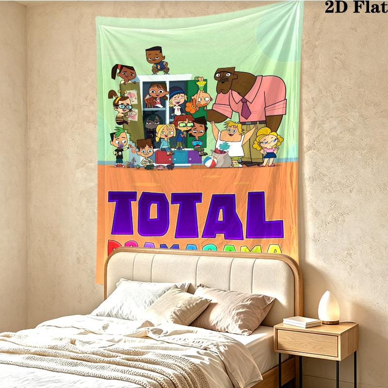 Total Drama Wall Tapestry Aesthetic Wall Hanging Printed Fabric Blanket Decorative Tapestries for Bedroom Living Room Home Decor
