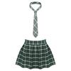 Women Plaid Pleated Mini Skirt with Attached Necktie School Uniform Style Zipper Closure Fancy Dress Costume