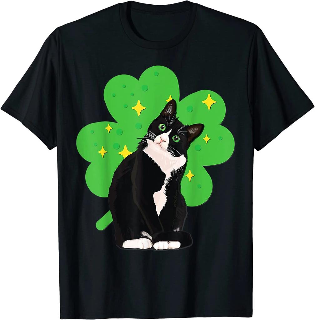 Men's and Women's T-shirts NEW LIMITED St Saint Patrick's Day Tuxedo Cat Men Women Great Gift T-Shirt S-3XL