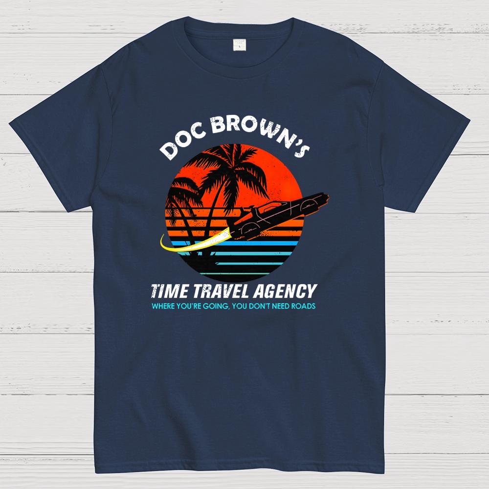 Doc Browns Time Travel Agency Cotton Summer Casual Cool Loose T-Shirt
