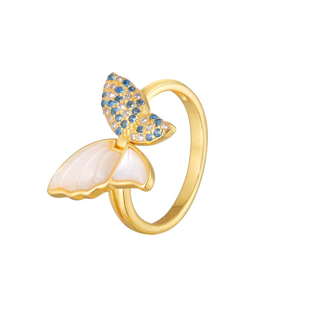 Кольцо S925 Silver Fritillary Butterfly Living Ring для женщин Guochao Light Luxury Ring Temperament Jewelry Gift to Valentine's Day For Girl