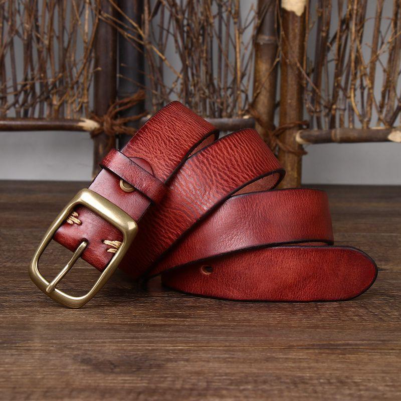 Ремень Мужской Модный Многослойный Кожаный с Игольной Пряжкой Простой Повседневный Ретро Женский Джинсовый Ремень Мужской Универсальный