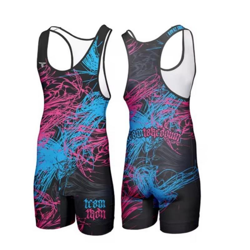 Mens Compression Wrestling Singlet Gym Training Bodysuit Sports Fitness Competition