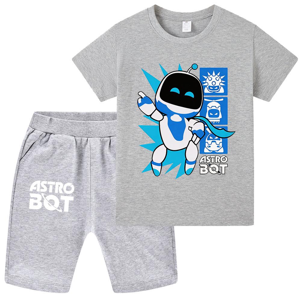 WA1339 2 шт./комплект Детские Мальчики Девочки Футболка с принтом Astro Bot с короткими рукавами Комплекты Шорты Верхний Костюм Штаны